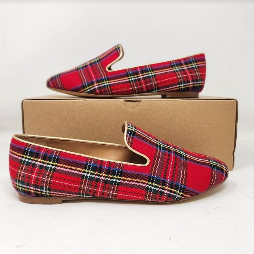J. Crew Factory Red Plaid Loafers